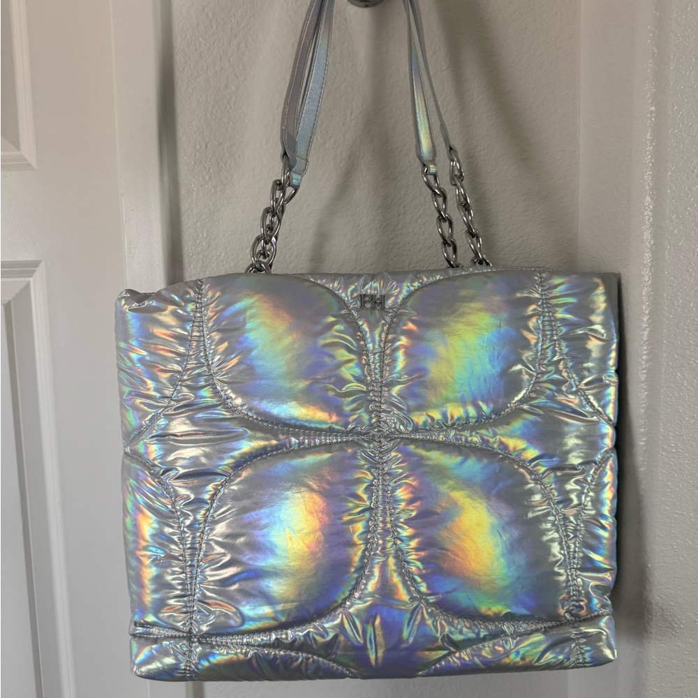 Paris Hilton Silver Quilted Tote Bag